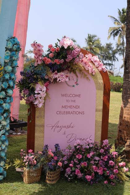 Signage and Floral detail — Mehendi decor — Taj Exotica